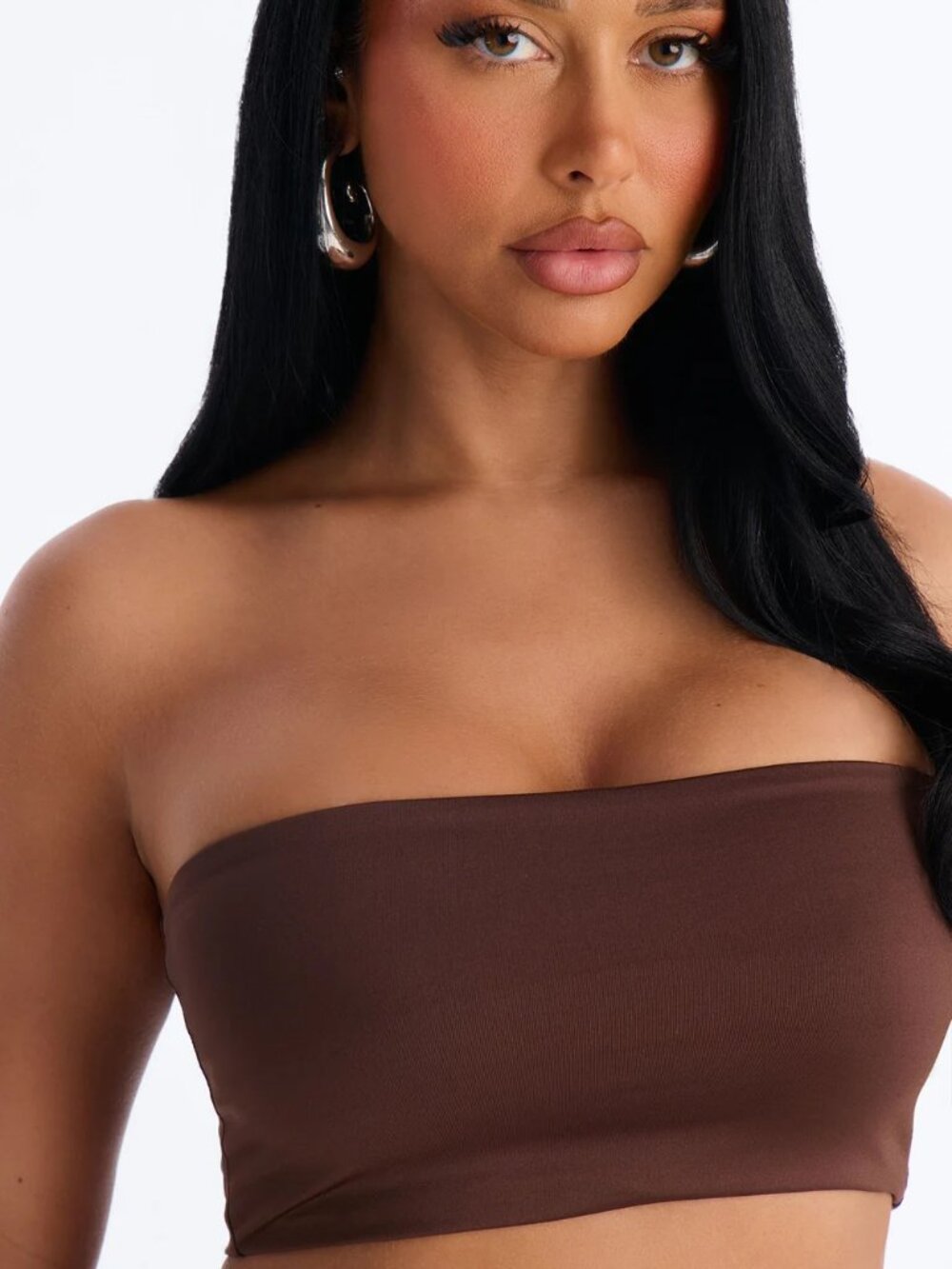 NWT Contour Double Lined Strapless Bandeau Top - Chocolate Brown - M